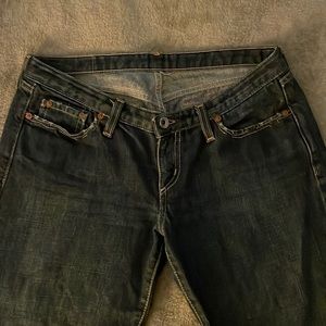 GStar Raw women’s, super low cut flair jeans.